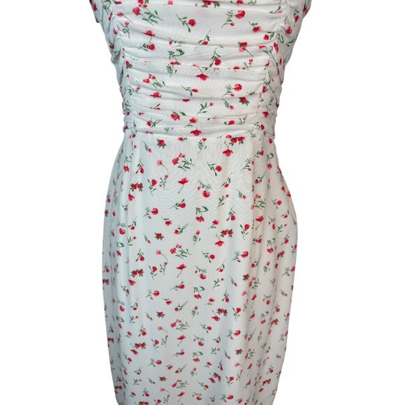 NWT WAYF Size Small Strapless Floral Midi Dress Smocked Back & Ruched Bustline - Picture 5 of 16